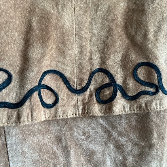 DANIER Suede Leather Western Cowboy Swirly-lines Brown Jacket - Picture 11 of 12